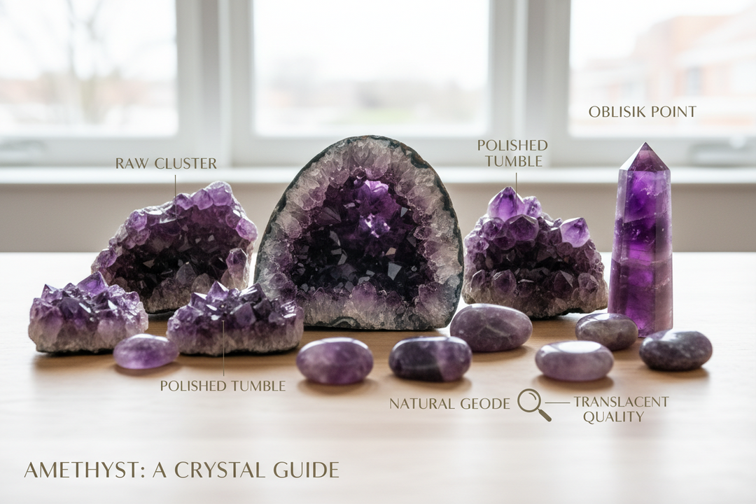 Natural Amethyst crystal healing properties for anxiety relief and better sleep