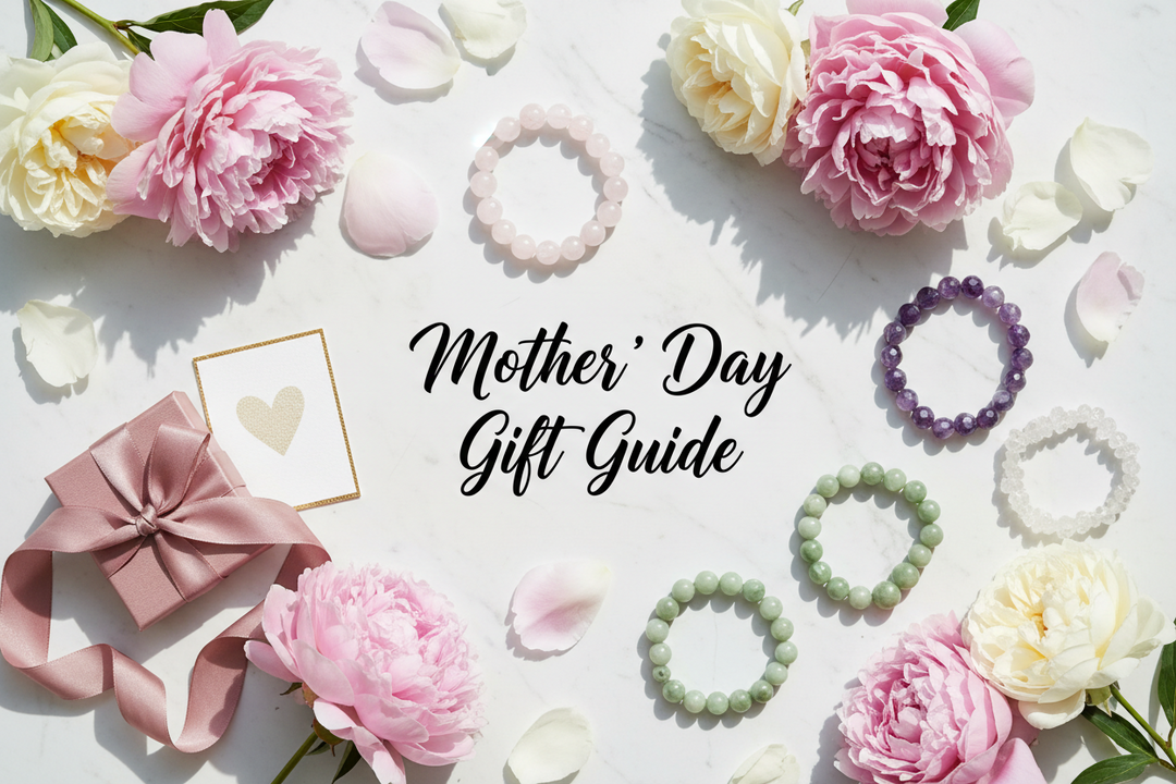 Meaningful Mother's Day gift guide featuring authentic healing crystal bracelets"