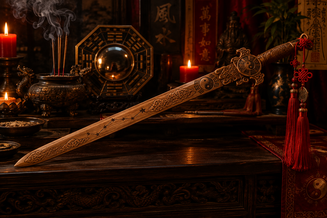The Complete Guide to the Peach Wood Sword: Taoist Origins, Seven Stars Symbolism, and Feng Shui Placement