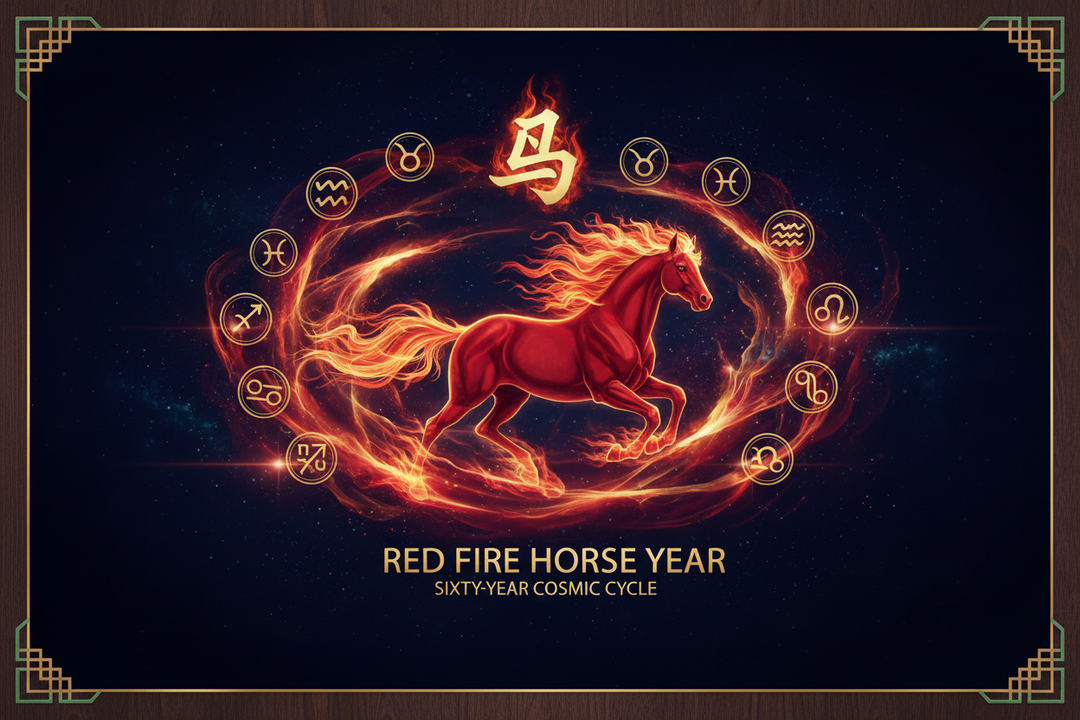The Sixty-Year Cosmic Cycle of the Red Fire Horse Year: Strategic Realignments, Zodiac Outlooks, and Biofield Protection