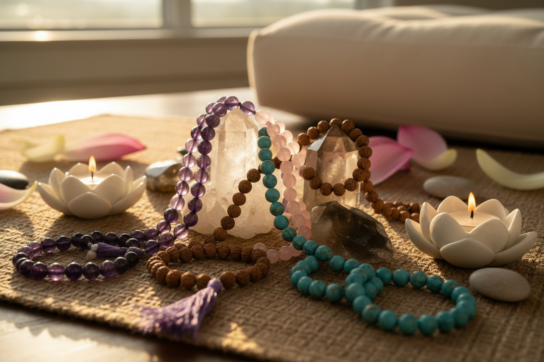 How to hold and use crystal Mala beads for Japa meditation and manifestation"