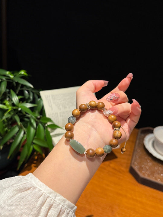 Agarwood & Hetian Jade "Lu Lu Tong" Feng Shui Bracelet – Smooth Path & Calm