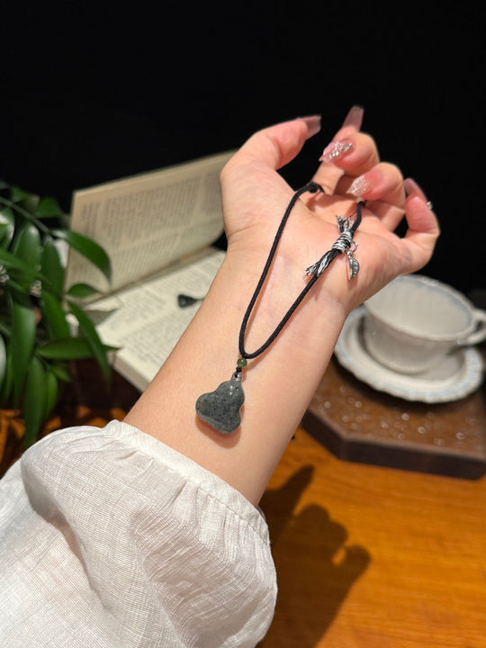 Hetian Qinghua Jade Gourd Feng Shui Necklace – Prosperity & Serenity
