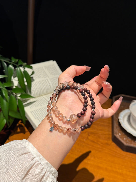 Agarwood & Black Gold Super Seven Double-Wrap Feng Shui Bracelet – Quiet Mind & Prosperous Flow