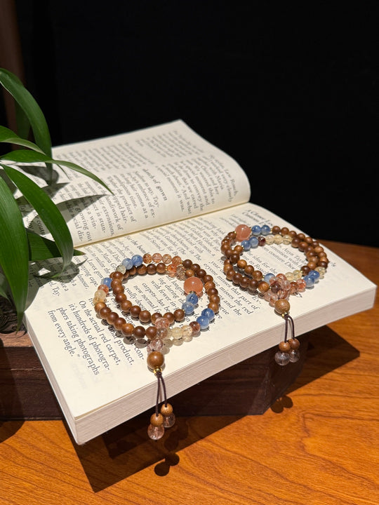 Agarwood & Multi-Gemstone Feng Shui Bracelet – Calm & Prosperity
