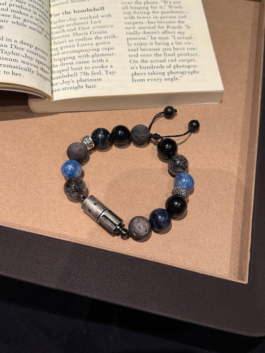 Shadow Cosmos 14mm Obsidian & Blue Tiger's Eye Feng Shui Bracelet – Grounded Strength & Breakthrough