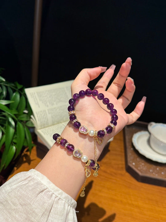 Deep Amethyst & Gourd Feng Shui Bracelet – Poise & Prosperity