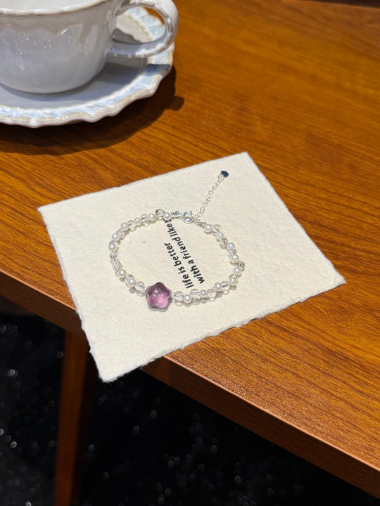Amethyst Star & Clear Quartz Feng Shui Bracelet – Clarity & Guidance