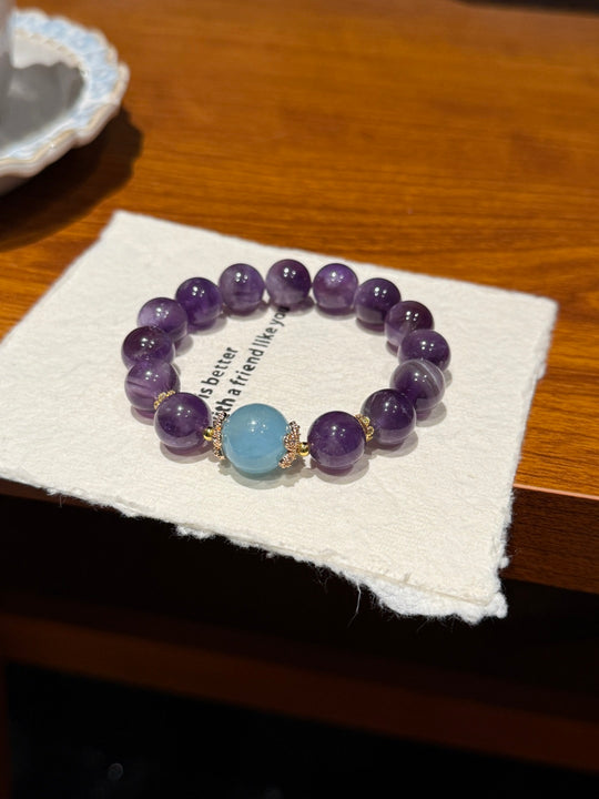 Amethyst & Aquamarine Feng Shui Bracelet – Focus & Articulation
