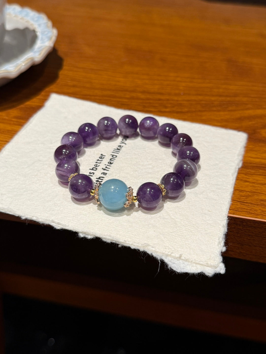 Amethyst & Aquamarine Feng Shui Bracelet – Focus & Articulation