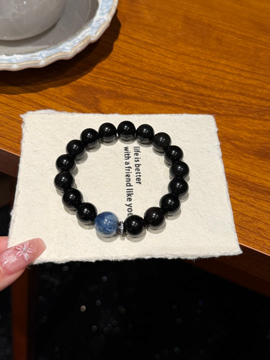 Black Obsidian & Kyanite Feng Shui Bracelet – Composure & Articulation