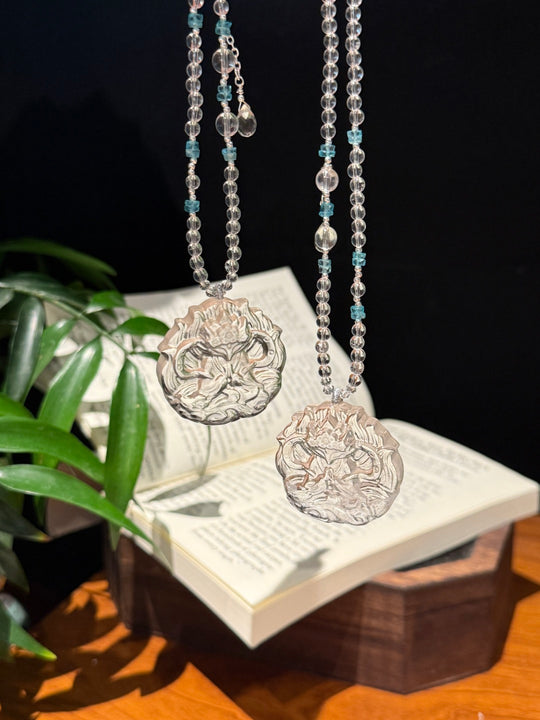 Natural Clear Quartz Nine-Tailed Fox Pendant – Attracts Wealth, Elevates Charisma & Wisdom Talisman