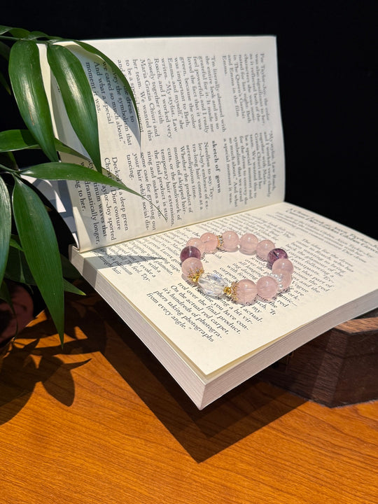 Natural Rose Quartz & Amethyst Bracelet – Attracts Romance, Elevates Popularity & Wisdom Talisman