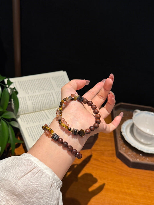 Natural Black Gold Super Seven & Tiger's Eye Bracelet – Attracts Wealth, Shields Energy & Aura Anchoring Talisman