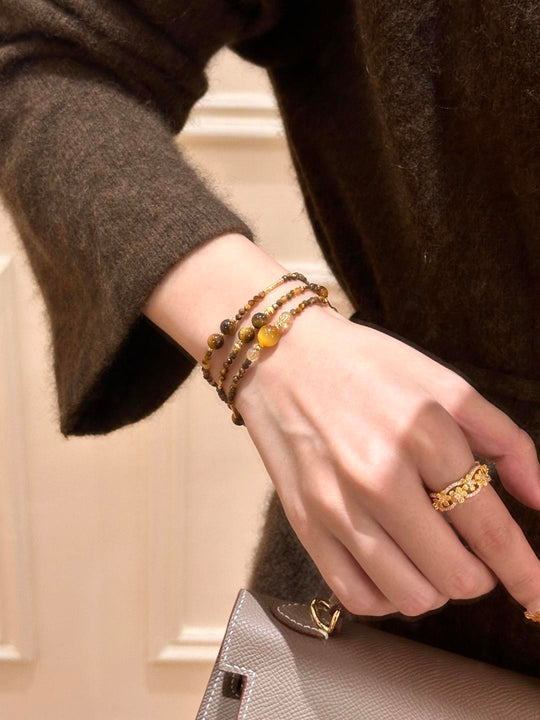 Natural Tiger's Eye Multi-Wrap Bracelet – Attracts Wealth, Sharpens Decisiveness & Aura Shield Talisman