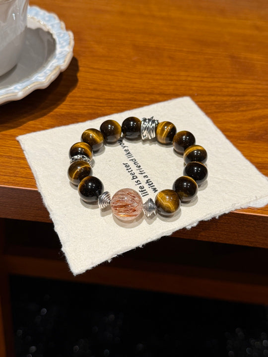 Natural Tiger's Eye & Black Gold Super Seven Bracelet – Bold Fortitude, Attracts Wealth & Aura Shield Talisman
