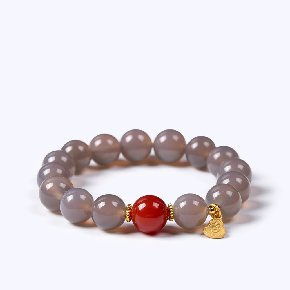 Natural Agate & Golden Wu Lou | The Vitality & Balance Anchor | Bracelet