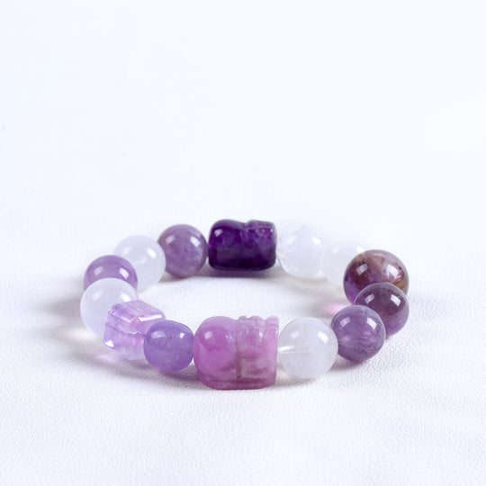 Strategic Wisdom Array – Natural Amethyst Pixiu Abundance Bracelet