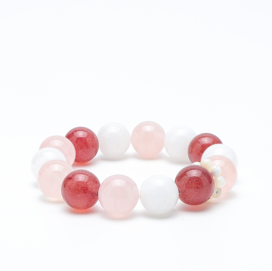 Blessed Strawberry-Rose-White Phantom Bracelet – Love Attraction & Heart Glow