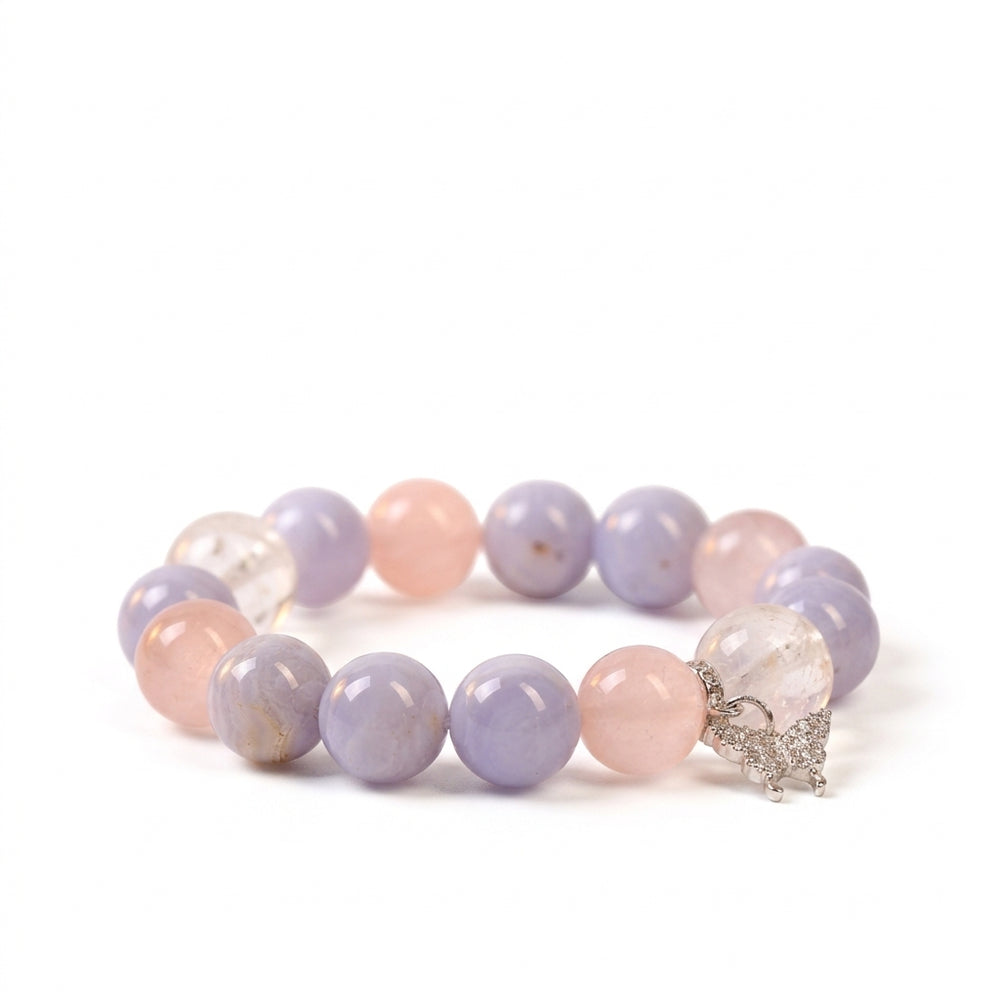 Reset Array – Natural White Phantom & Blue Lace Agate Bracelet