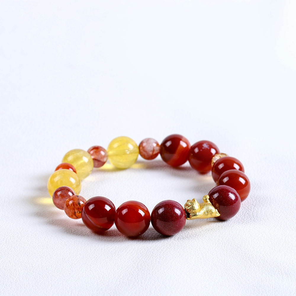 Natural Red Phantom & Cinnabar Bracelet | Career Momentum & Strategic Focus