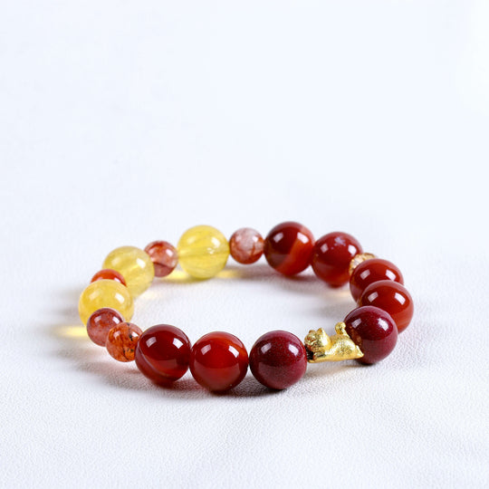 Natural Red Phantom & Cinnabar Bracelet | Career Momentum & Strategic Focus