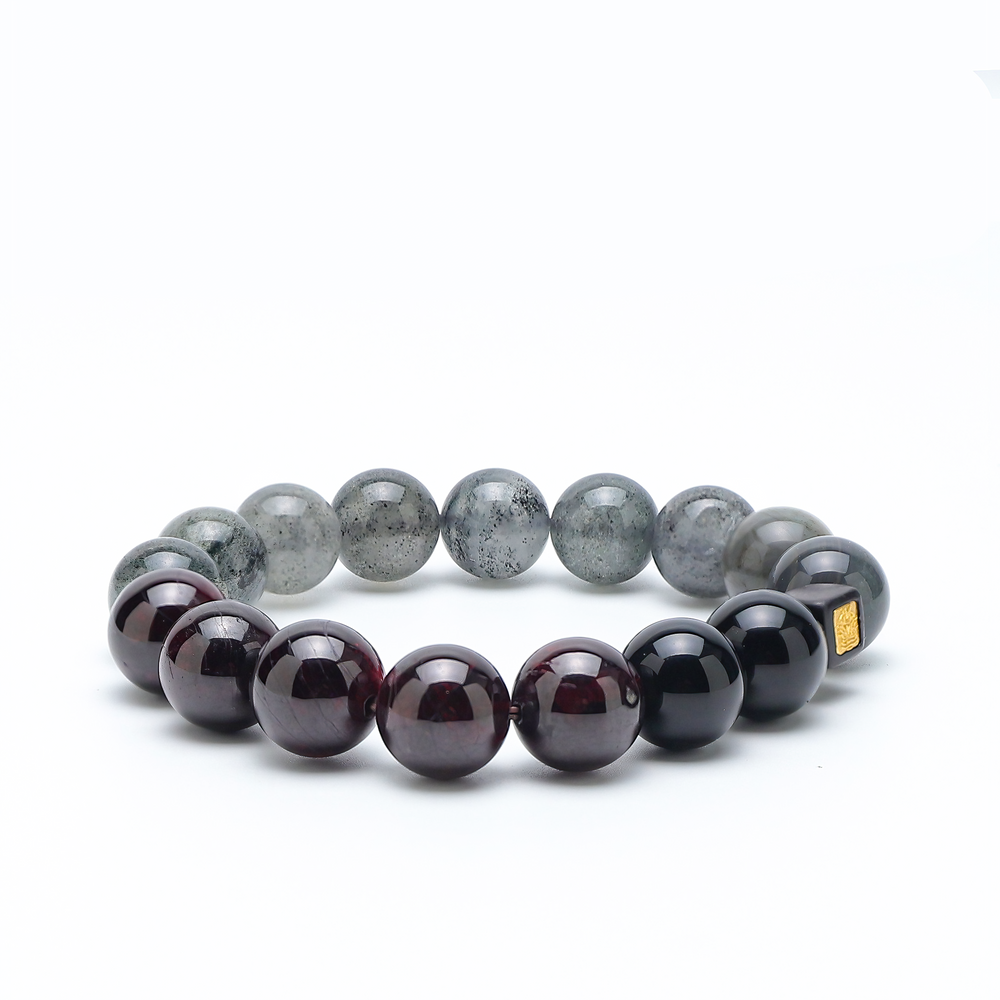 Scarlet Flame & Obsidian Berry · Vitality & Charm Boost Blessed Energy Bracelet