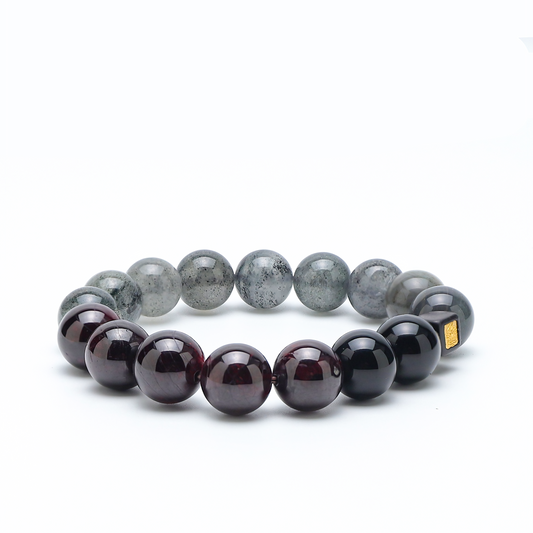 Scarlet Flame & Obsidian Berry · Vitality & Charm Boost Blessed Energy Bracelet