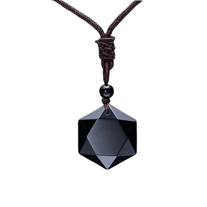 Schwarzer Obsidian Talisman - Halskette für Schutz