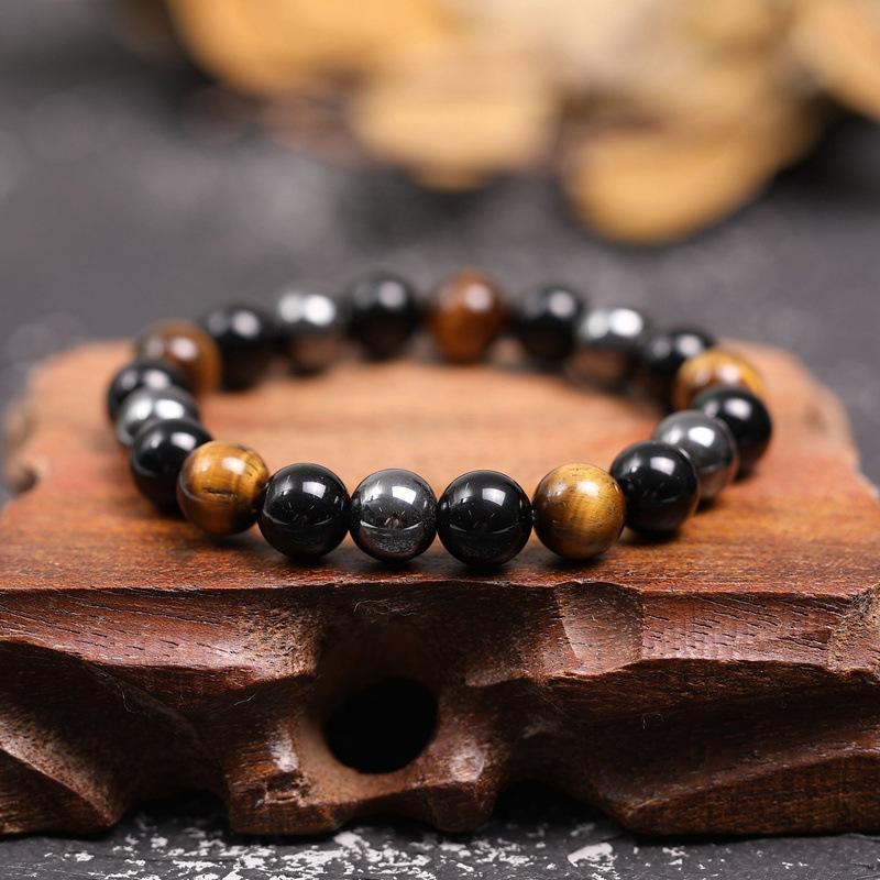 Armband für dreifachen Schutz - Tigerauge, Obsidian, Hämatit