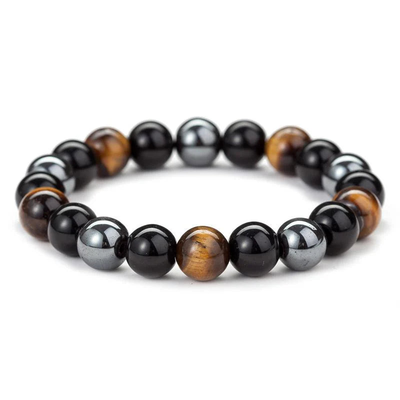 Armband für dreifachen Schutz - Tigerauge, Obsidian, Hämatit