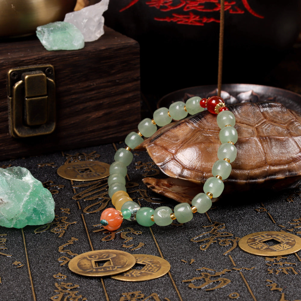 Vitality Anchor Array – Natural Aventurine & Red Agate Bracelet