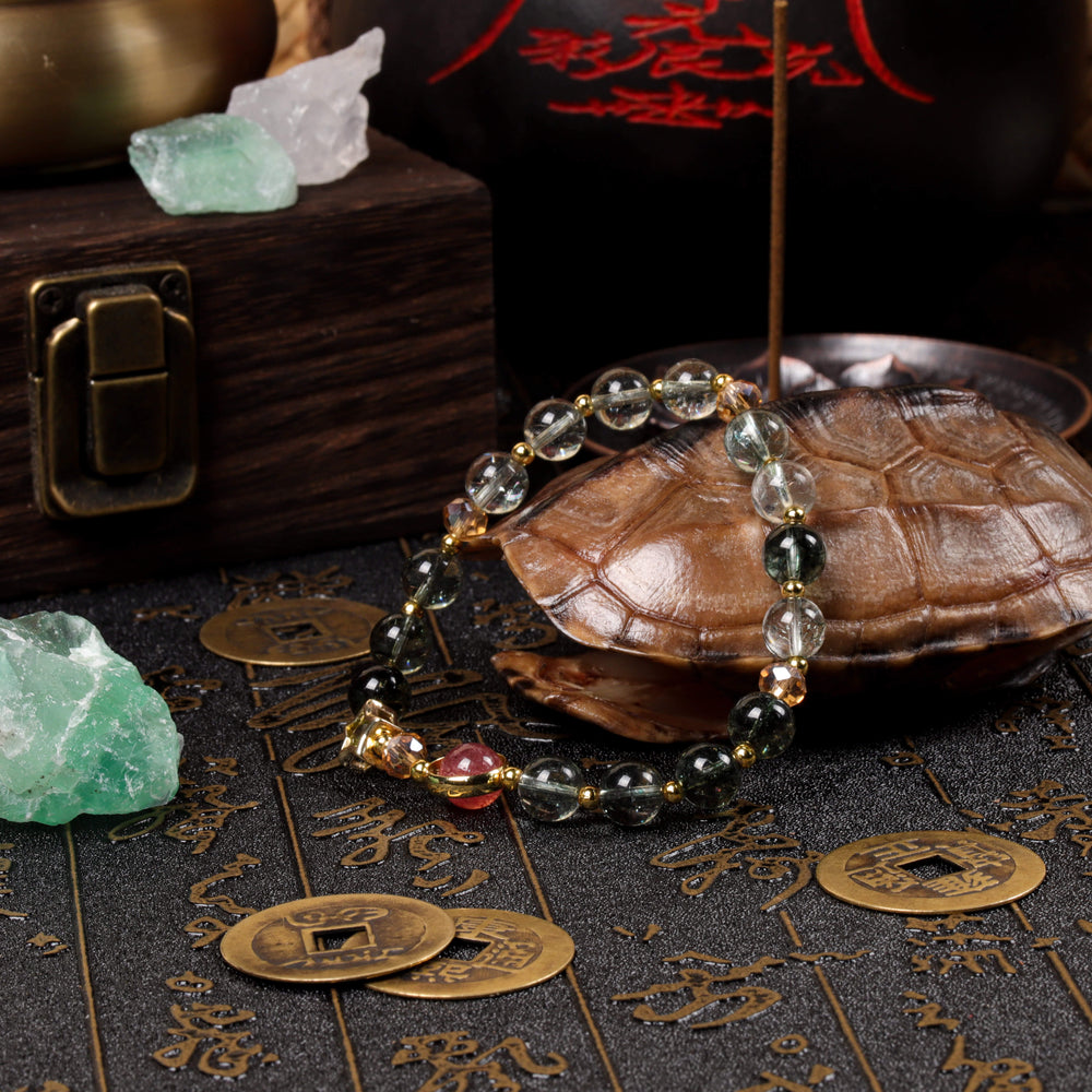 Expansion Anchor Array – Natural Green Phantom & Strawberry Quartz Bracelet