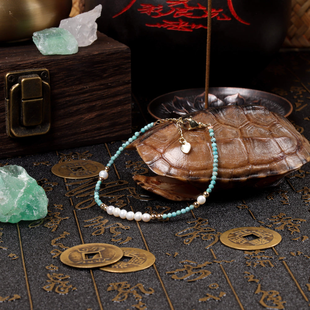 Serenity & Balance Array – Natural Turquoise & Pearl Bracelet