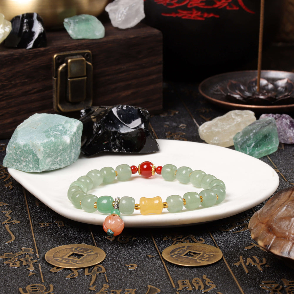 Vitality Anchor Array – Natural Aventurine & Red Agate Bracelet