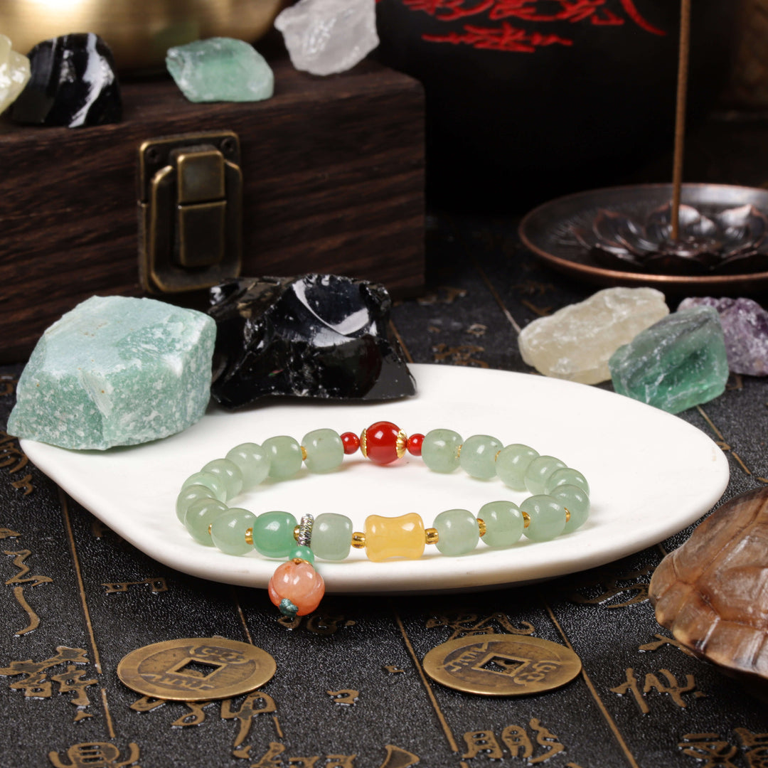 Vitality Anchor Array – Natural Aventurine & Red Agate Bracelet