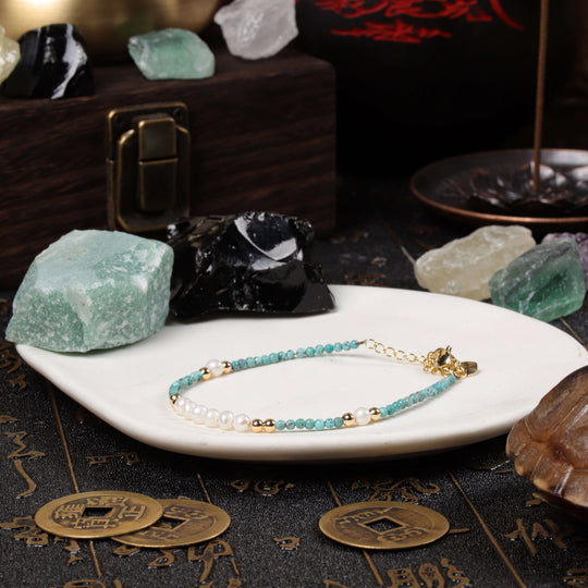 Serenity & Balance Array – Natural Turquoise & Pearl Bracelet