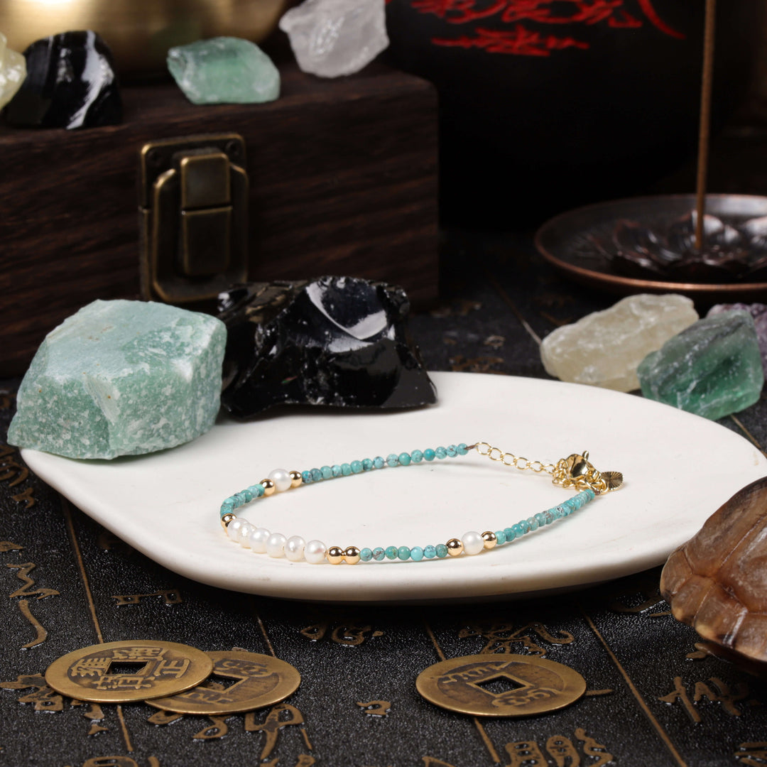 Serenity & Balance Array – Natural Turquoise & Pearl Bracelet