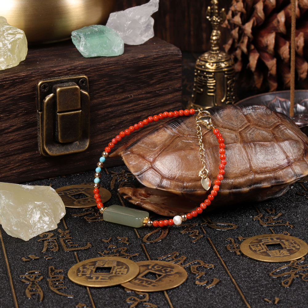 Peace & Vitality Array – Natural South Red Agate & Hetian Jade Choker