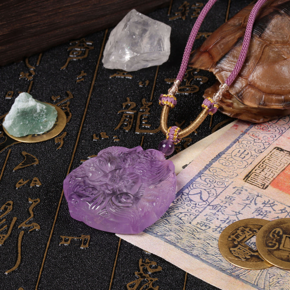 Intuition & Grace Array – Natural Amethyst Fox Pendant