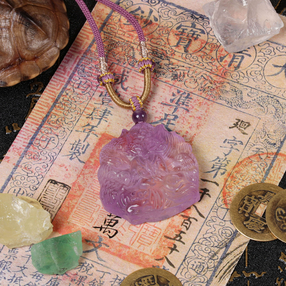 Intuition & Grace Array – Natural Amethyst Fox Pendant