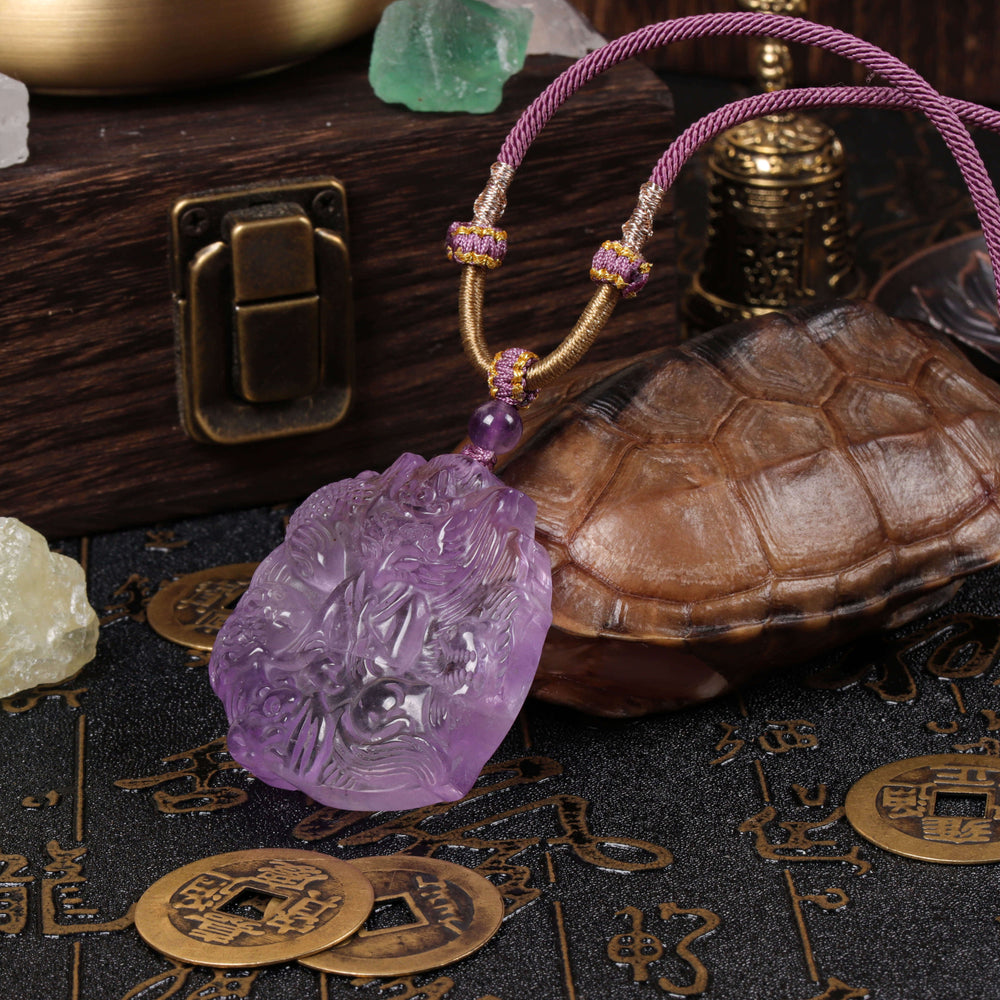 Intuition & Grace Array – Natural Amethyst Fox Pendant