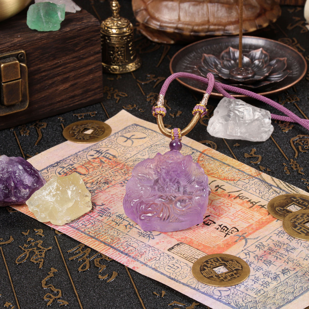 Intuition & Grace Array – Natural Amethyst Fox Pendant