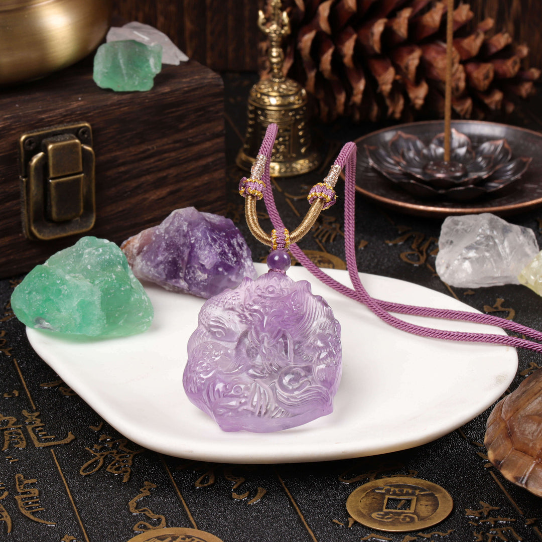 Intuition & Grace Array – Natural Amethyst Fox Pendant