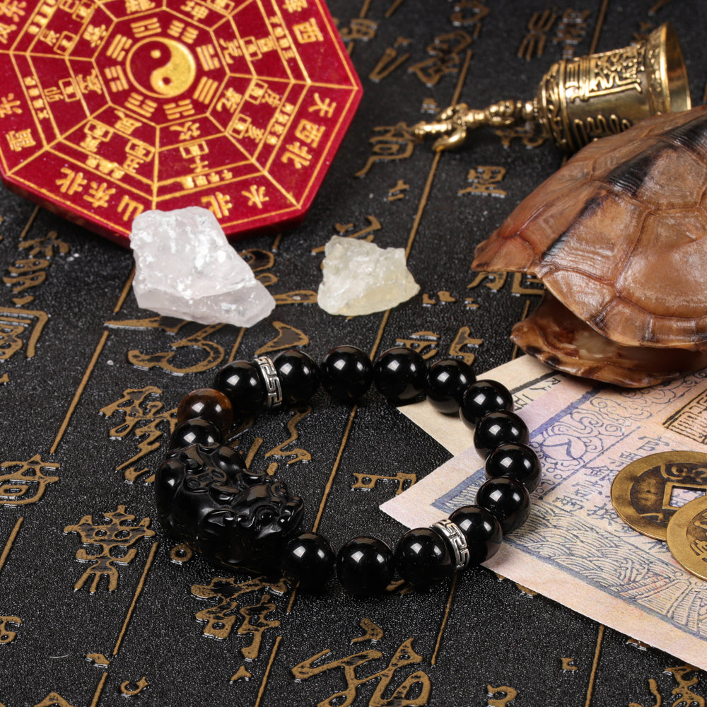Natural Black Obsidian & Tiger's Eye | Sovereign Abundance Bracelet | Bracelet