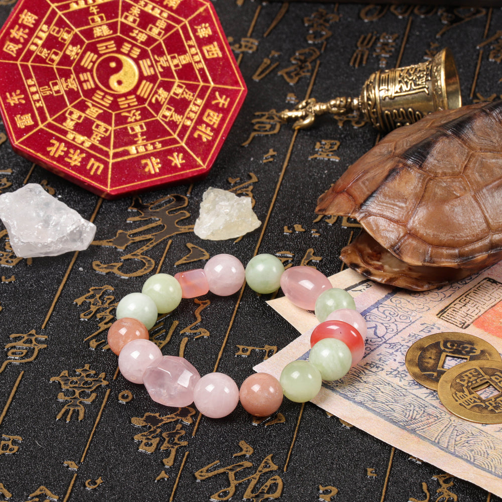 Botanical Harmony Array – Natural Garden Quartz & Moonstone Bracelet