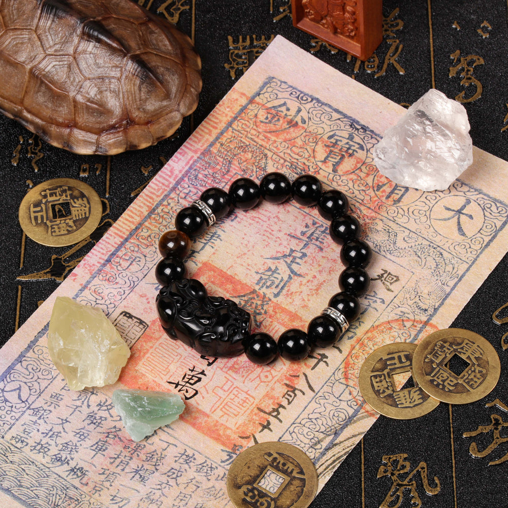 Natural Black Obsidian & Tiger's Eye | Sovereign Abundance Bracelet | Bracelet
