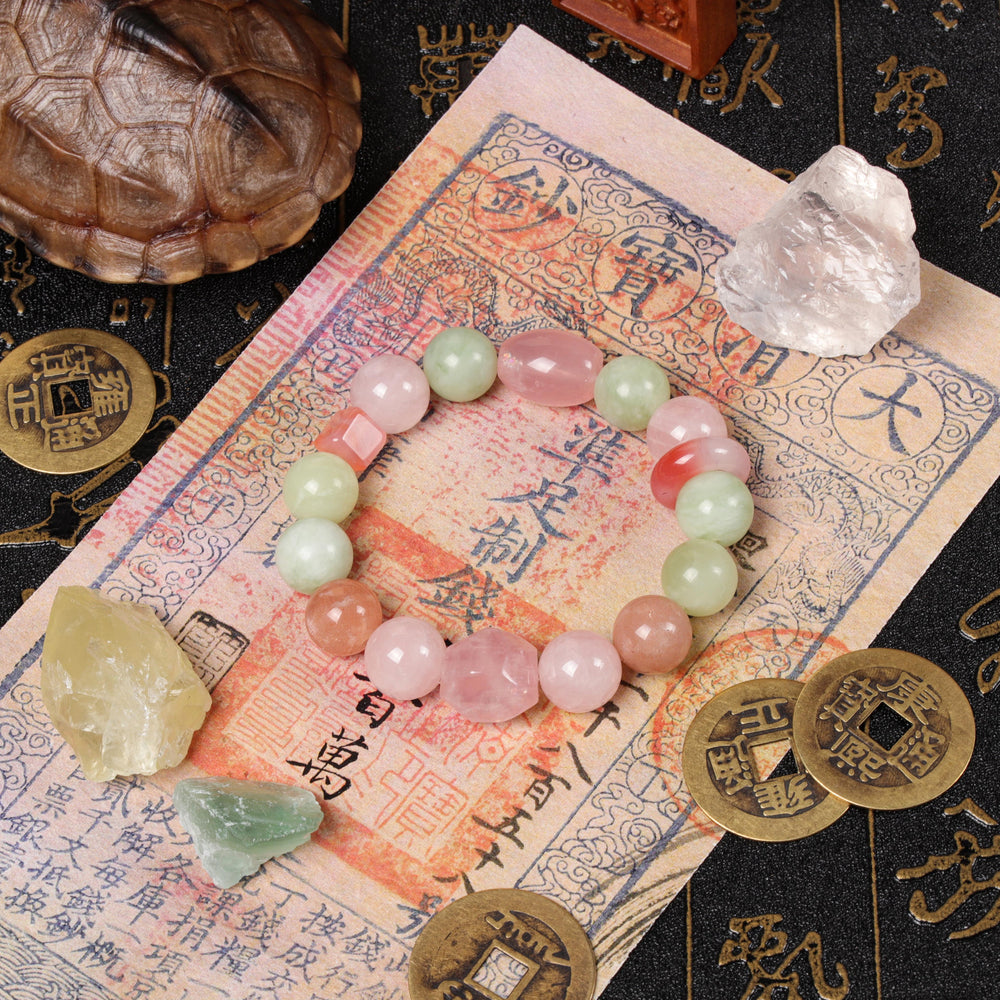 Botanical Harmony Array – Natural Garden Quartz & Moonstone Bracelet