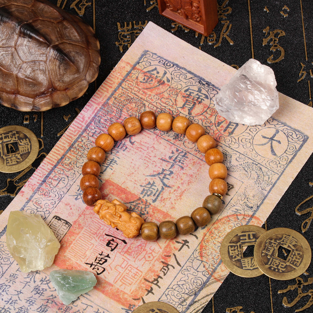 FREE Today: Golden & Green Sandalwood Pixiu Bracelet
