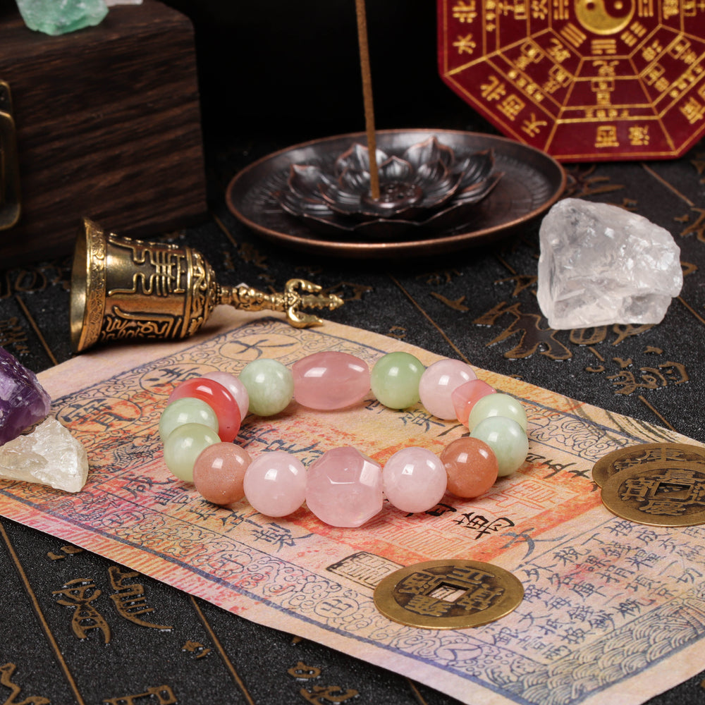 Botanical Harmony Array – Natural Garden Quartz & Moonstone Bracelet
